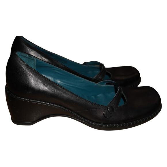 Kenneth Cole Reaction Black Leather Mary Jane Wedge Heels Women’s Size 9 Comfort - Picture 2 of 9